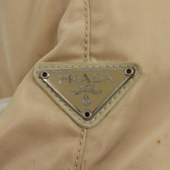 PRADA Hand Bag Nylon Beige Silver Auth - Picture 8 of 16
